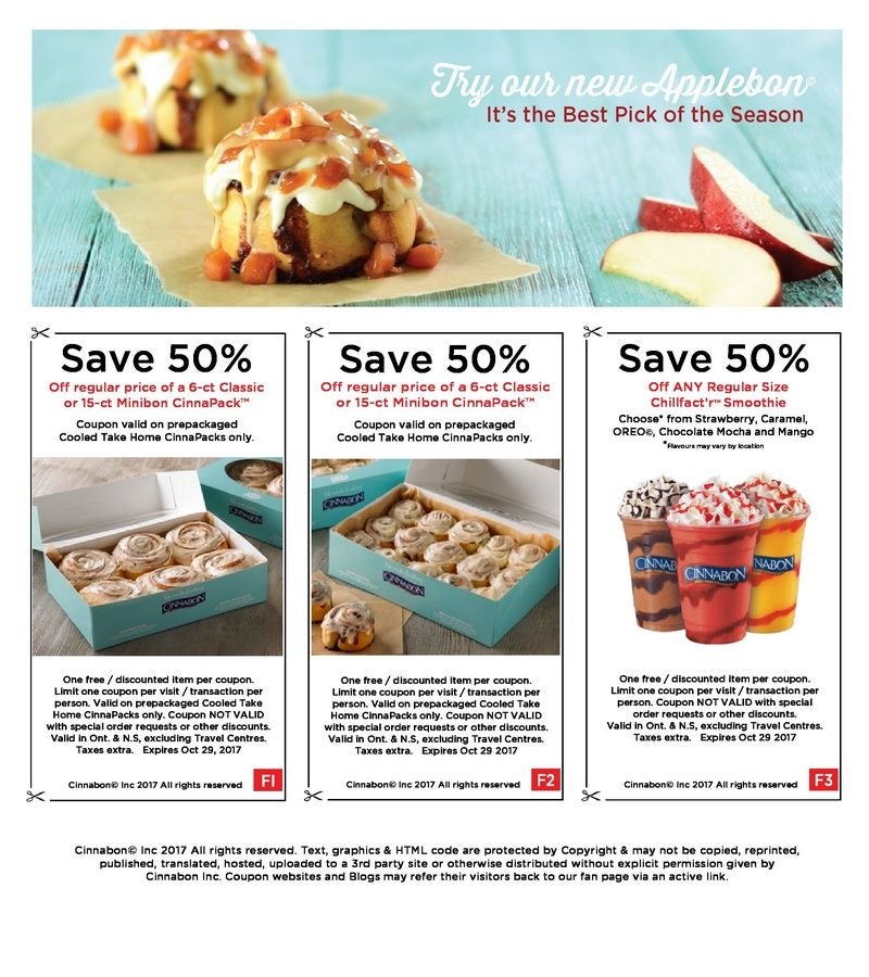 [Cinnabon] Printable coupon 50% off cinnapack &amp; smoothies - Page 3 ...