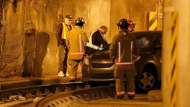 Another car drove into the Queens Quay streetcar tunnel in Toronto