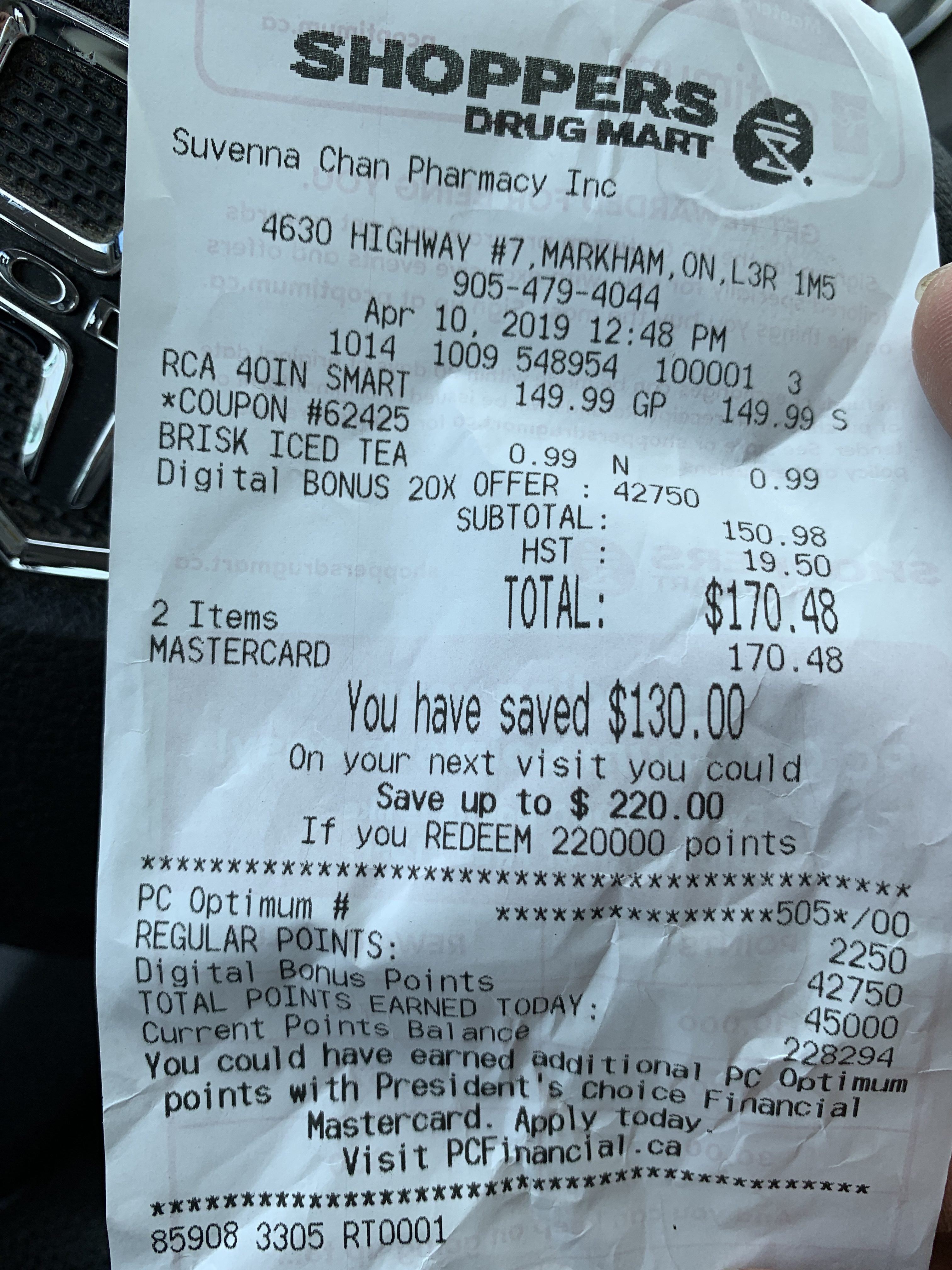 Shoppers Drug Mart] RCA 40\
