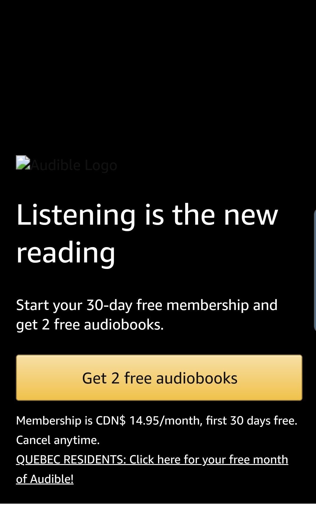 [Amazon.ca] Amazon.ca Prime members only 90 days of Audible membership