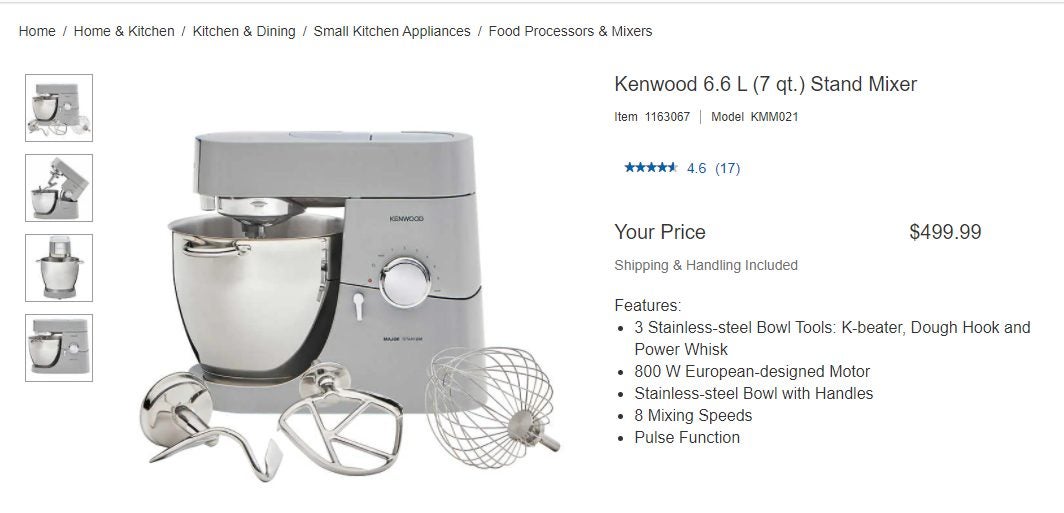Kenwood Chef Titanium 5 Quart Stainless Steel Standing Mixer KMC011