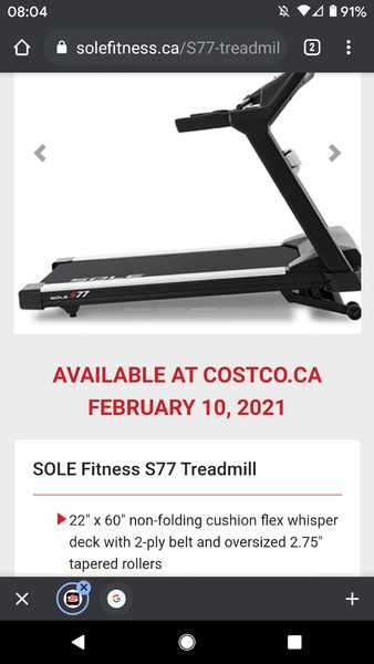 Sole fitness best sale s77 treadmill costco