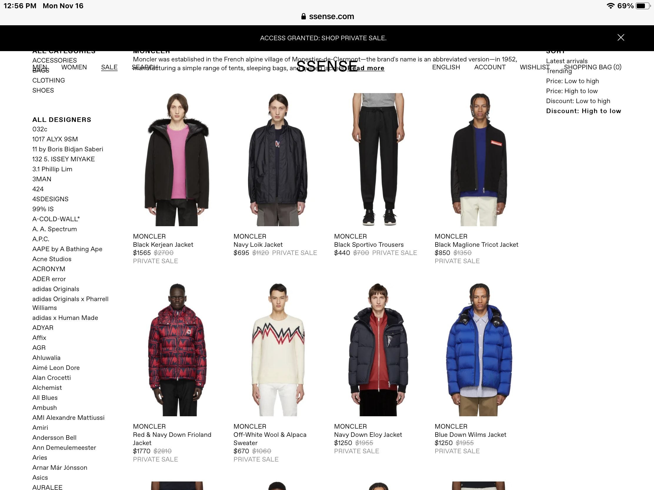 come shop with me at SSENSE  winter sale wishlist 