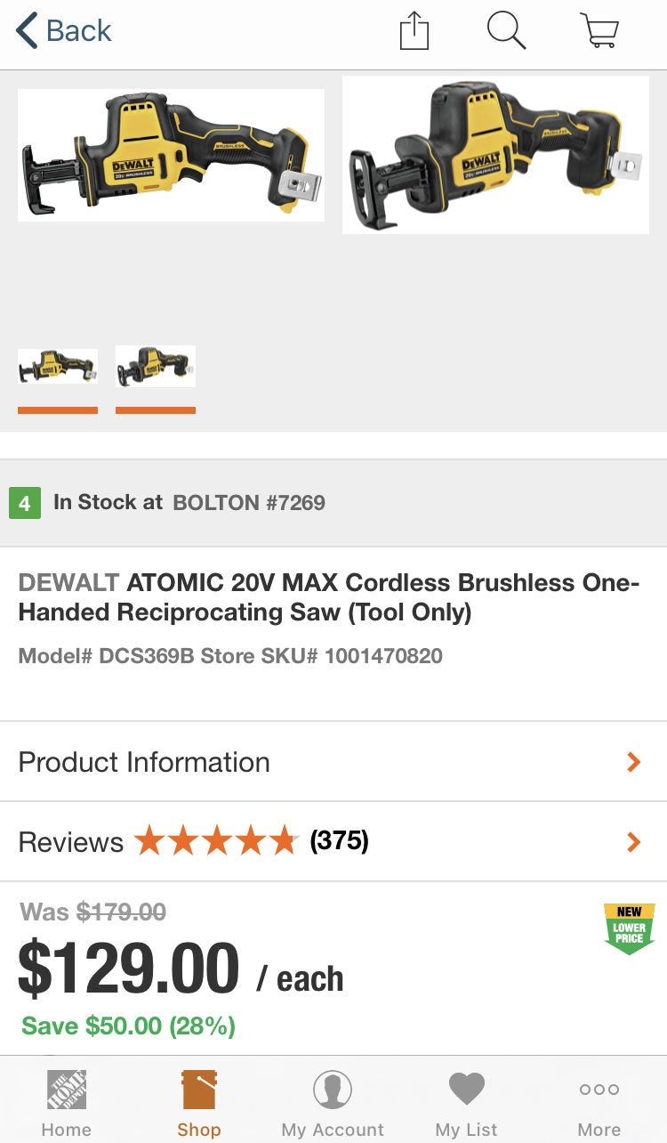 Amazon.ca DEWALT DCS367B 20V Max XR Brushless Compact