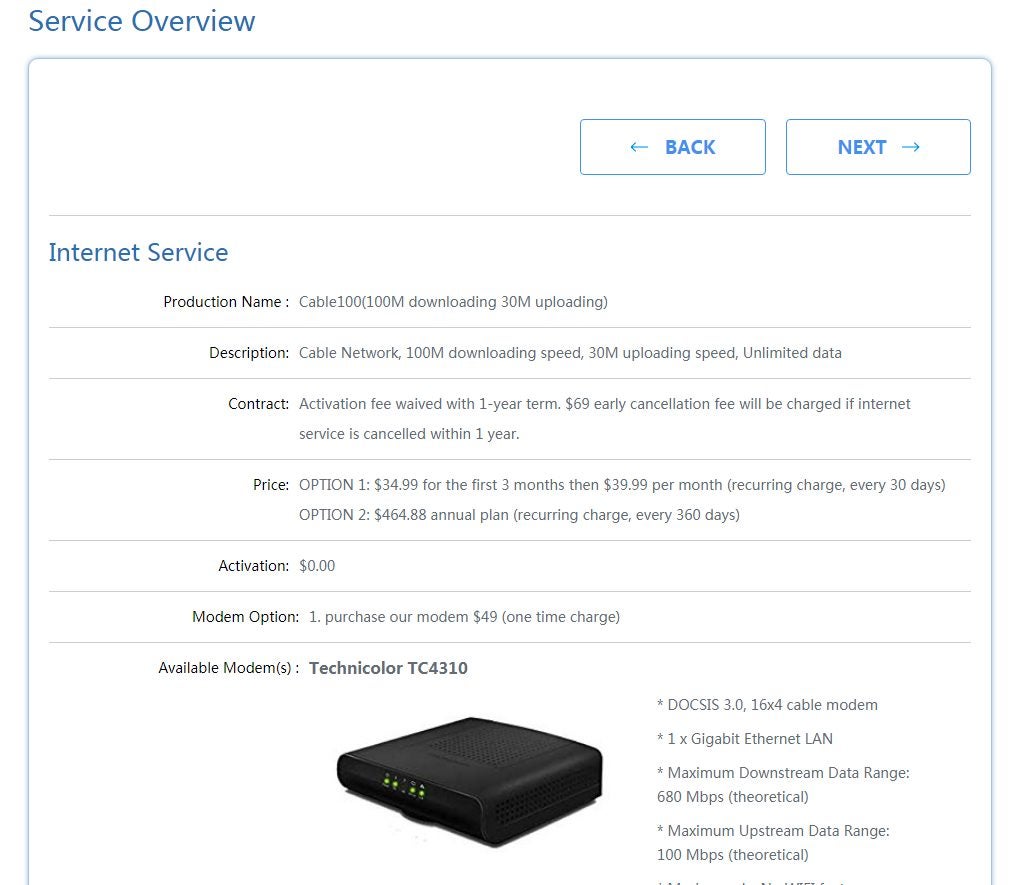 [Carrytel] Unlimited Cable Internet 75M for $29.99/30 days for 3 months ...