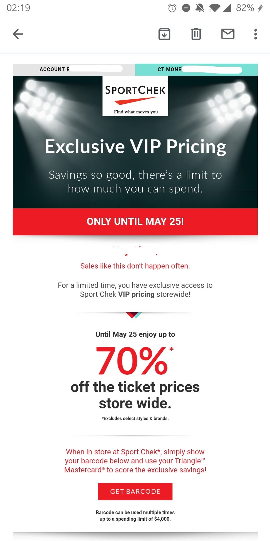Sport Chek] VIP pricing up to 70% off, $4000 max per code (IN STORE ONLY,  Do not ask for codes, read OP) - RedFlagDeals.com Forums