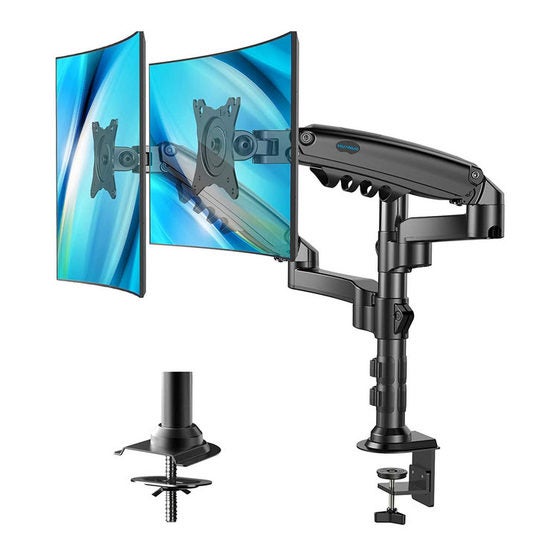 5. Best for Dual Monitors: Huanuo Height Adjustable Gas Spring Double Arm Monitor