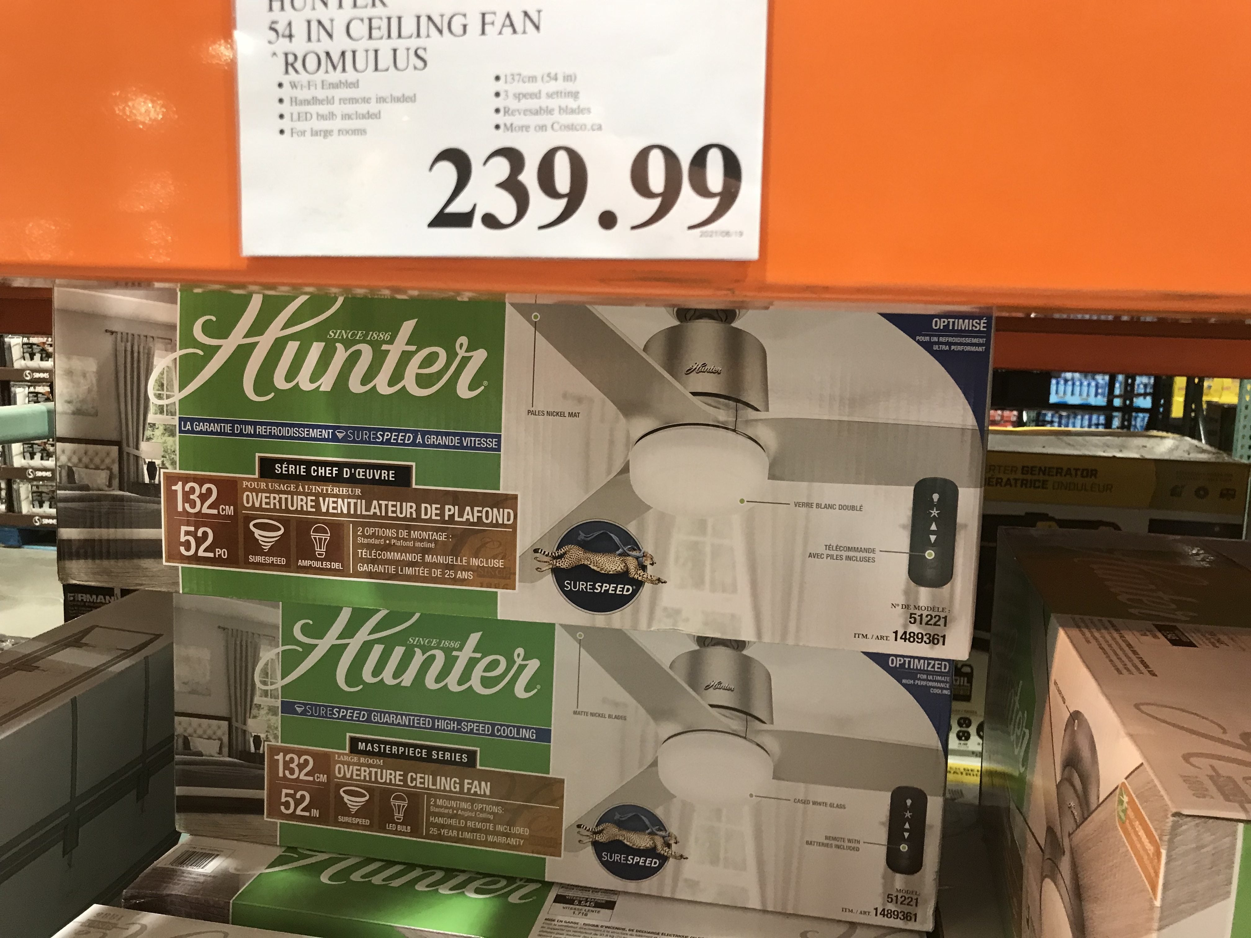 Costco Hunter Overture Ceiling Fan
