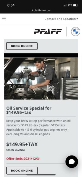 BMW oil change price at dealership $270 - RedFlagDeals.com Forums