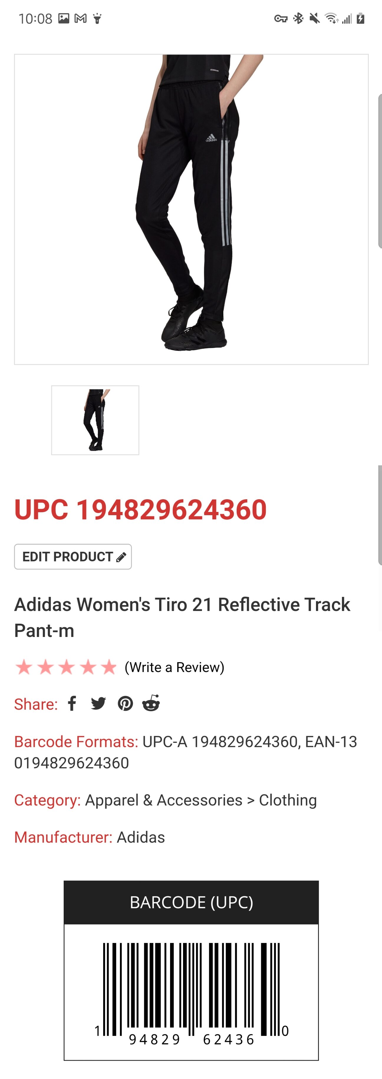 Adidas / Women's Tiro 21 Reflective Track Pants