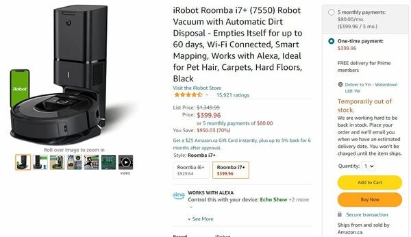 .ca] iRobot Roomba i7+ (7550) Robot Vacuum with Automatic Dirt  Disposal - $399 - RedFlagDeals.com Forums