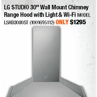 LG Studio 30" Wall Mount Chimney Range Hood With Light & Wi-Fi 
