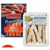 PC Fully Cooked Chicken Breast Strips or Schneiders Pepperettes