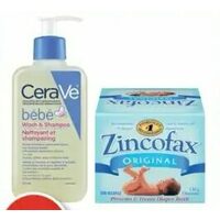 Cerave Bebe Wash & Shampoo, Ointment, Zincofax Diaper Spray or Cream