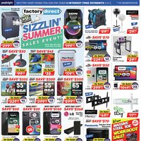 Factory Direct - Weekly Deals - Sizzlin' Summer Sale Event Flyer