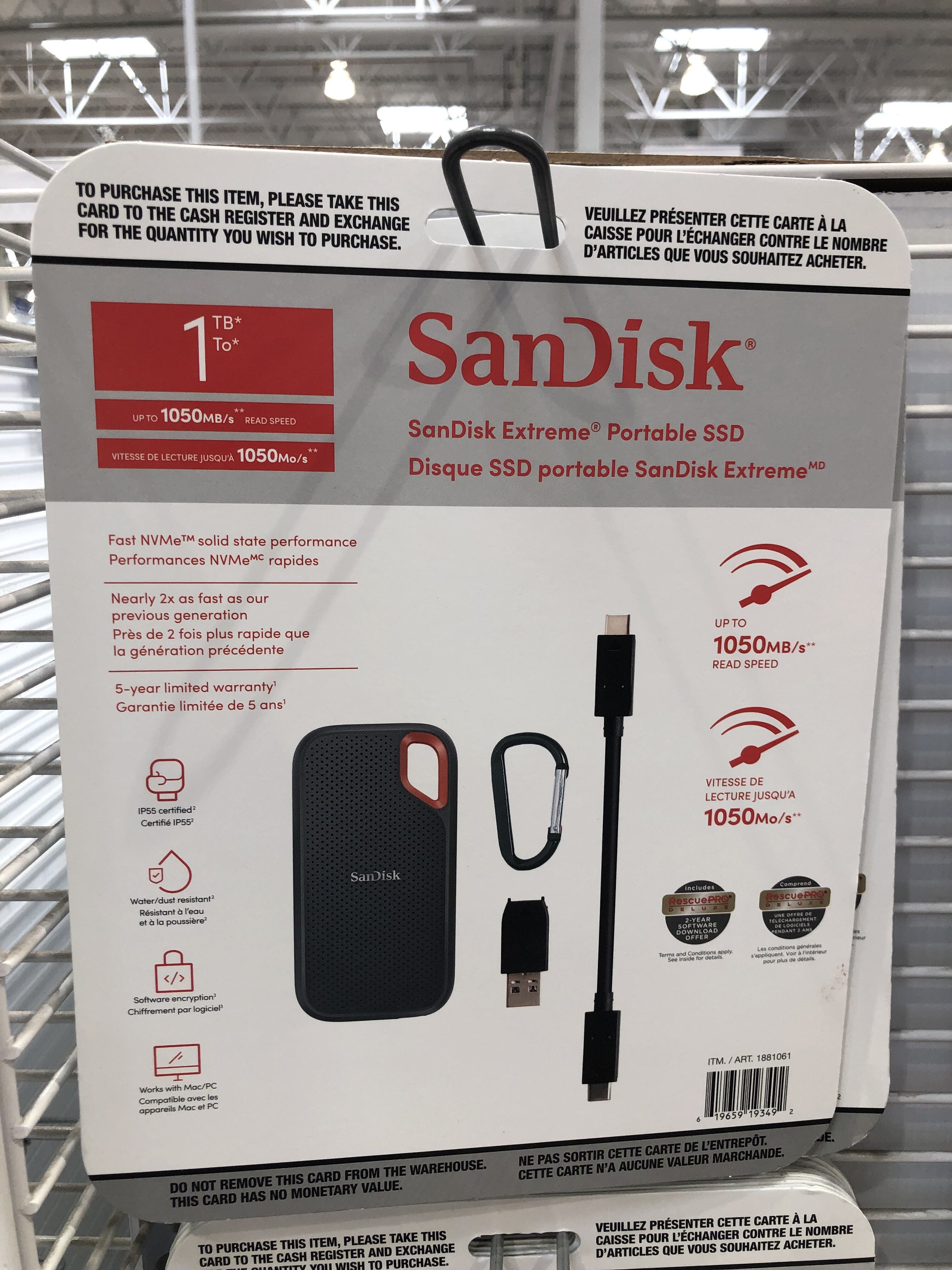 Costco] SanDisk Extreme Portable SSD 1TB - $99.97 YMMV - RedFlagDeals.com  Forums