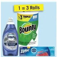 Bounty Paper Towels, Dawn Dish Soap or Ziploc Food Storage Bags