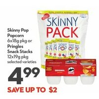 Skinny Pop Popcorn Or Pringles Snack Stacks
