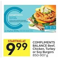 Compliments Balance Beef, Chicken, Turkey Or Soy Burgers