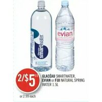 Glaceau Smartwater, Evian Or Fiji Natural Spring Water 