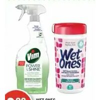 Wet Ones Moist Wipes or Vim Household Cleaner