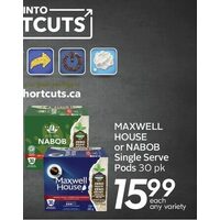 Maxwell House Or Nabob Single Serve Pods 