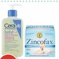 Cerave Bebe Wash & Shampoo, Ointment (85g), Zincofax Diaper Spray or Cream 