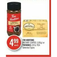 Tim Hortons Instant Coffee Or Twinings Tea