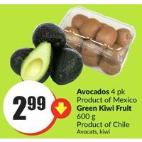 Avocados, Green Kiwi Fruit