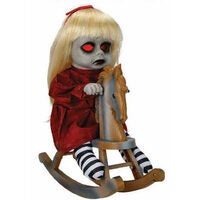 Home Accents Holiday Animated LED-Lit Haunted Doll on a Rocking Horse