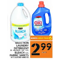 Selection Laundry Detergent, Bleach Fabric Sheets