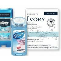 Gillette or Secret Anti-Perspirant or Deodorant, Olay Liquid Hand Soap, Olay or Ivory Body Wash or Olay or Ivory Bar Soap