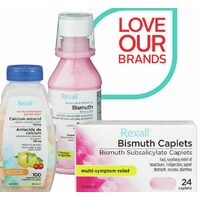 Rexall Brand Calcium Antacids or Bismuth Caplets or Liquid