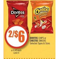Doritos Chips Or Cheetos Snacks