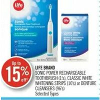 Life Brand Sonic Power Rechargeable Toothbrush, Classic White Whitening Strips Or Denture Cleansers
