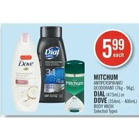 Mitchum Antiperspirant/Deodorant, Dial Or Dove Body Wash