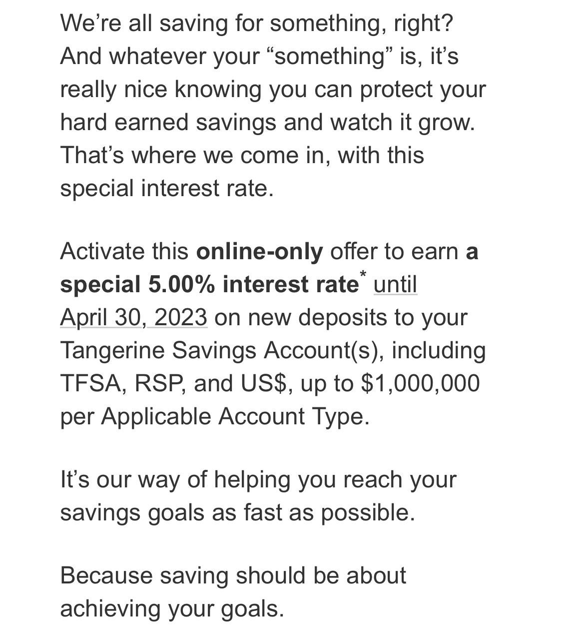 [Tangerine Savings] YMMV 5.00 Interest rate on New Savings from