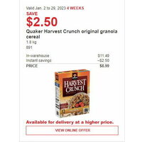 Quaker Harvest Crunch Original Granola Cereal
