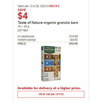 Taste of Nature Organic Granola Bars