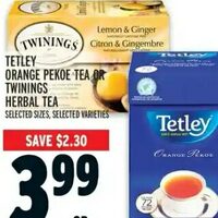 Tetley Orange Pekoe Tea Or Twinings Herbal Tea