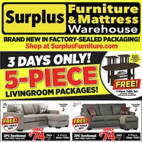 Surplus Furniture - 5-Piece Living Room Packages (Medicine Hat/Lethbridge - AB) Flyer