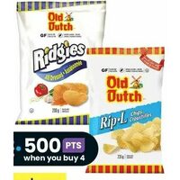 Old Dutch Potato Chips, Ridgies or Kettle 