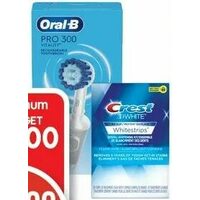 Crest 3DWhite Vivid Whitestrips, Oral-B Pro 300 Rechargeable Toothbrush or Brush Heads