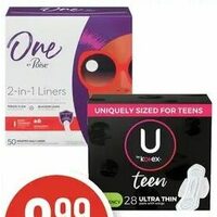 U by Kotex Click Tampons, One by Poise Liners or U by Kotex Pads