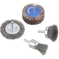 Power Fist 4 Pc Wire Brush and Flap Wheel Set