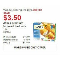 Janes Premium Battered Haddock