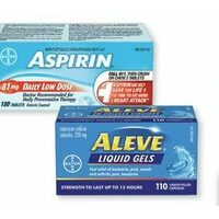 Aspirin Coated Daily Low Dose Tablets Or Aleve Caplets Or Arthritis Pain Caplets Or Liquid Gel Capsules