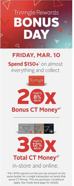 Sport Chek] Triangle Bonus Days 20x/30x (Oct14-15) & Spend $125 Get $30  Promo Card/Code (Oct14-16) - RedFlagDeals.com Forums