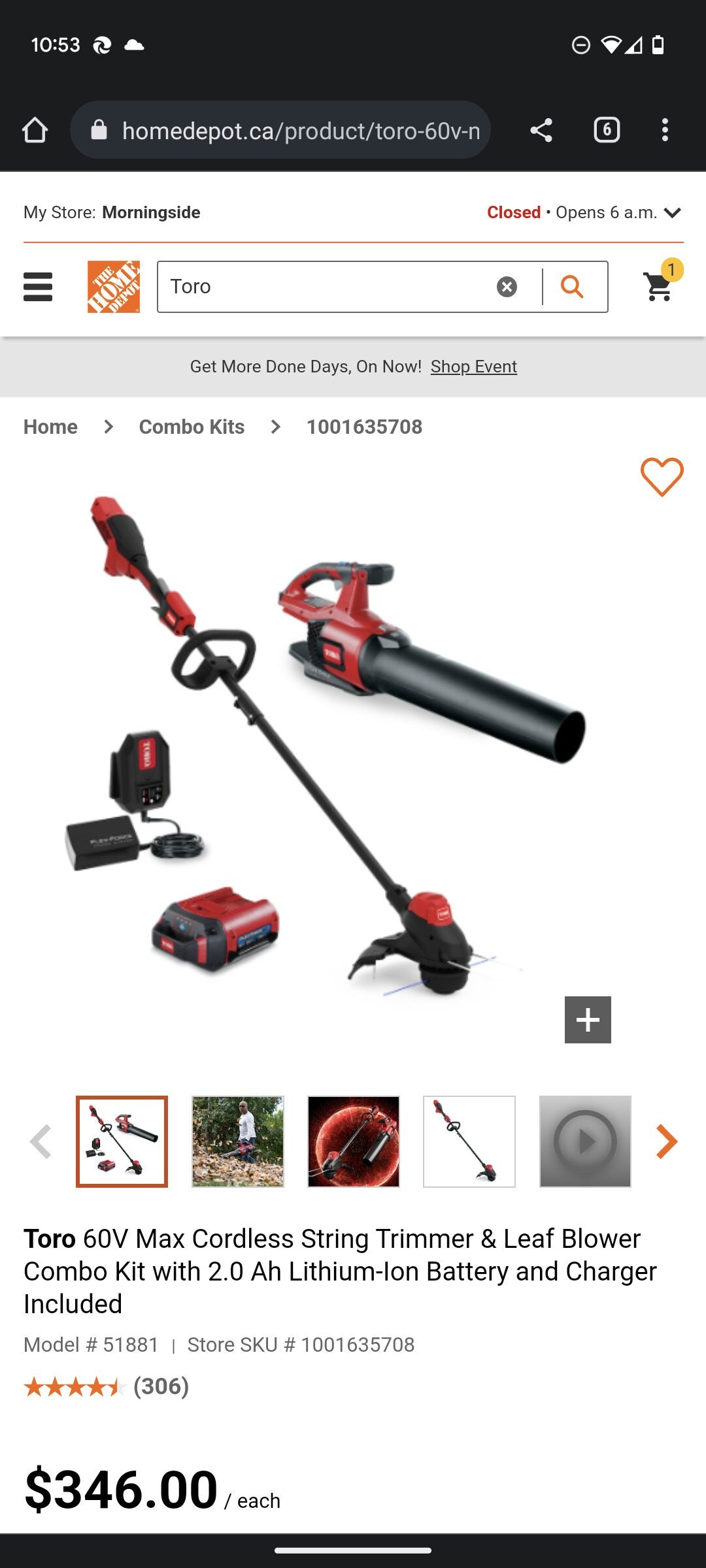 Toro leaf deals blower home depot