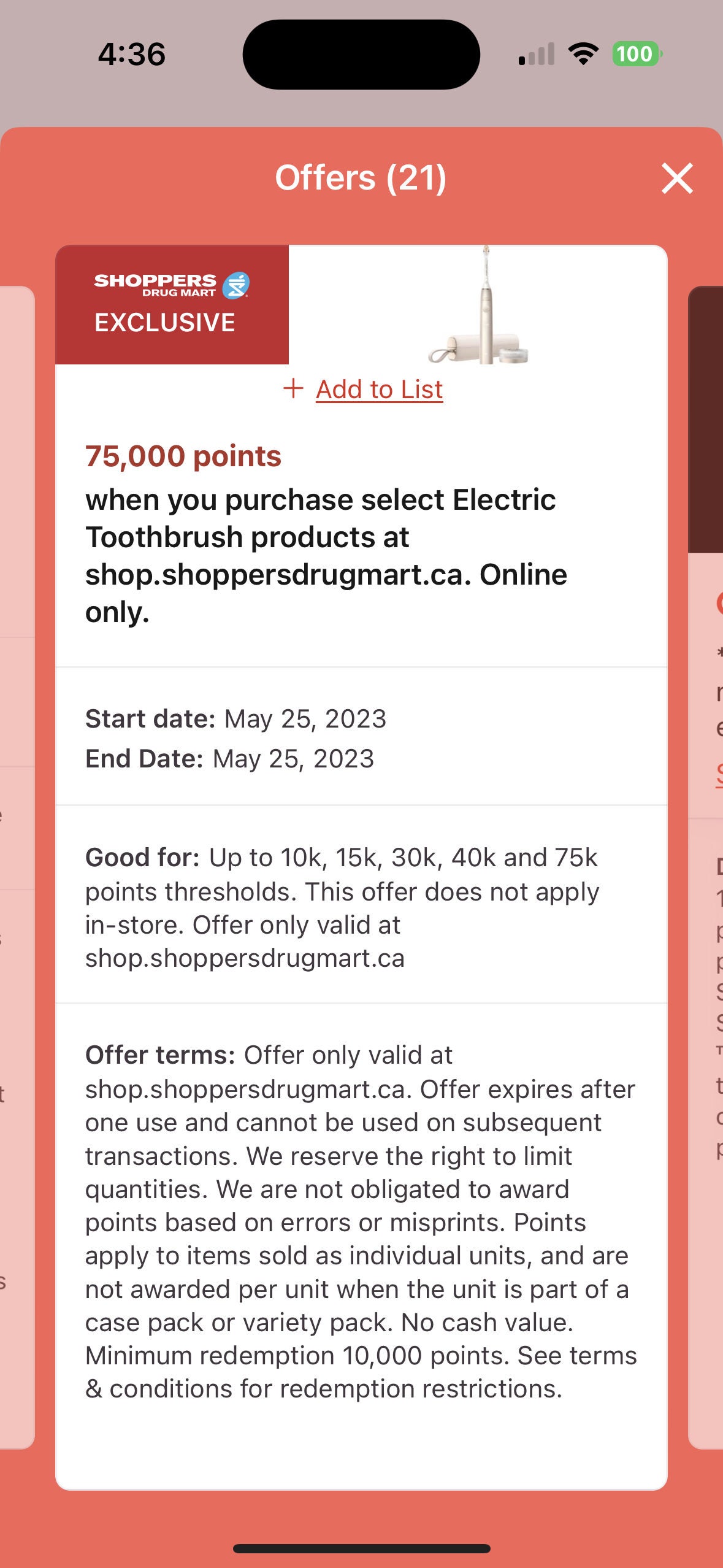 Drug Mart] 75kpts on select electric toothbrushes (YMMV